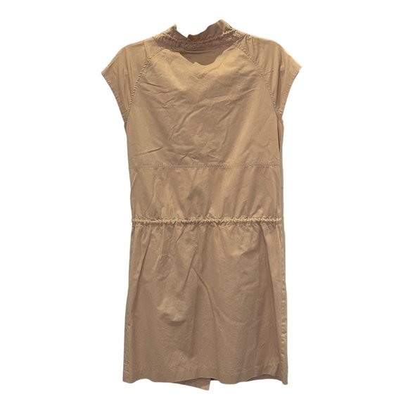 Tory Burch Dress Women 4 Pepper Shirt Safari Khaki Tan Snap Front Mini Drawstrin - Picture 11 of 16